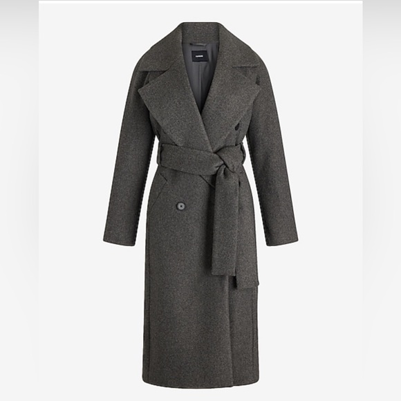 Express Jackets & Blazers - NWT Express Faux Wool Double Breasted Signature Wrap Coat - size Large